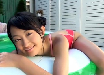 Asian Teen Red Swimsuit Pure Non Nude