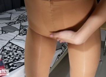 Requested Video - Asian Seductive Teen Flexing Her Cameltoe Using Nude PantyHose Then Piss