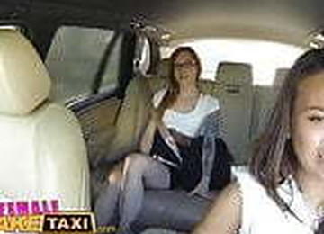 FemaleFakeTaxi Horny Filthy Lesbians Lick Shaved Wet