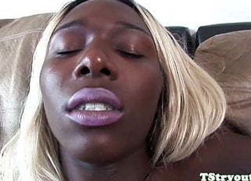 Ebony Casting Tranny Tugging In Closeup