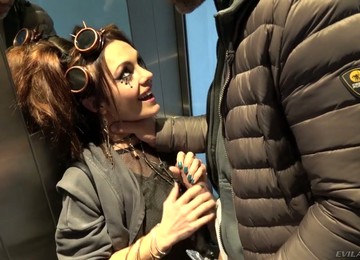 Crazy Looking Russian Chick In Aviator Goggles Searches For Some Hard Cock