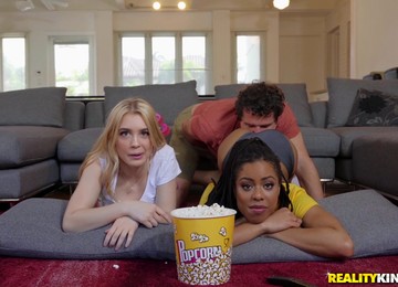 During The Movie Anastasia Knight Becomes Horny And Ready For A Threesome