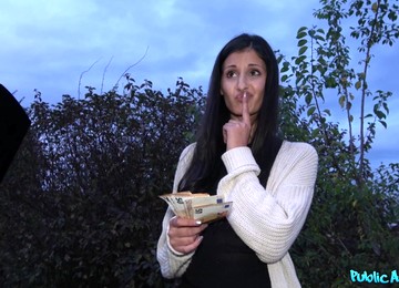 Brunette Doll Loves The Smell Of Cash And The Taste Of Dick