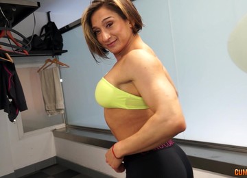 Mature Blonde Short Haired Sporty MILF Karyn Fucked At The Gym