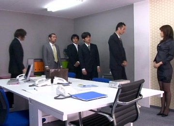 Sexy Asian Diva Yelling While Her Pussy Is Gangbanged Hardcore In Office