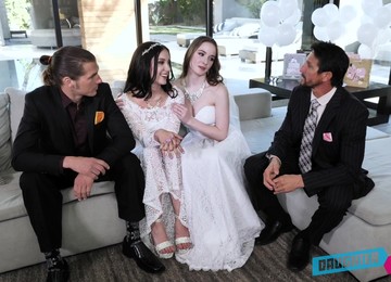 Two Sexy Brides Swap Step Daddies And Enjoy Crazy Foursome Sex On Wedding Day