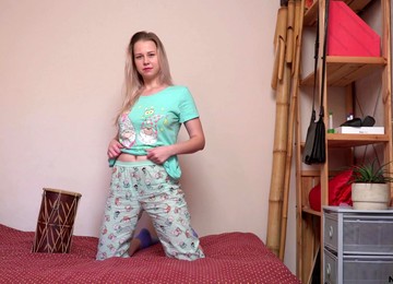 Amateur Blonde Mirai Shows Off Her Big Natural Boobs And Wet Pussy