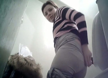Cute Young Shy Girl Actually Sees Hidden Cam In The Toilet
