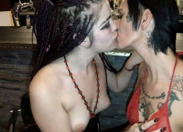 German Tattoo Milf And Teen Threesome In Disco Ffm