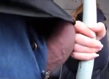 Cock Out On The Train Just Inches From Her Hand