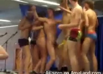 A Few Sexy Girls Take Their Clothes Off At A Frat Show