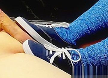 Cumshot On Keds Sneakers And Blue Knee High Socks