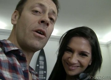 Steamy Brunette Prostitute Shows Off Her Charms In Front Of Client