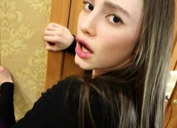 The Guy Takes A Young Girl In A Thong On Her Knees Sucking His Cock...