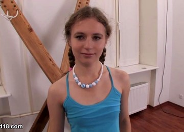 Small Titted Slut Got Gagged, Tied Up And Fucked In The Ass Until She Got A Facial