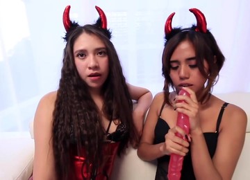 Young Slutty Demons Pleasing A Bunch Of Guys