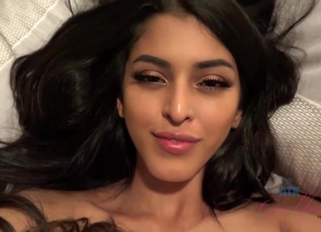 Gorgeous Brunette With Small Boobs, Sophia Leone Is Smoking And Giving A Hot, POV Footjob