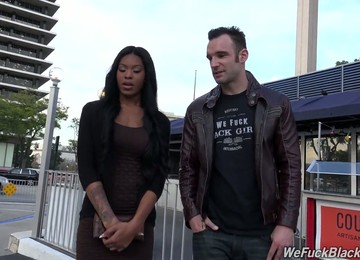 Beautiful And Sexy Black Girl Picked Up And Fucked With White Cock