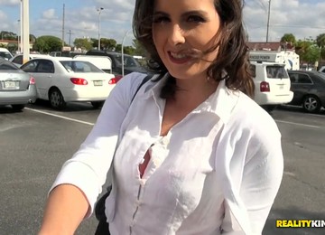 Beautiful Brunette Babe Picked Up On The Parking Lot And Brought Home For Sex