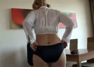 Chubby Pigtailed Blonde Changes Her Panties In Front Of A Camera