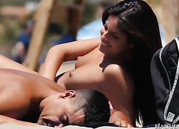 Brown Haired Girl With Sexy Tanned Tits