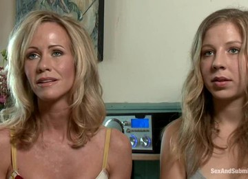 Two Tied Up Blonde Chicks Fist Their Asses And Get Fucked