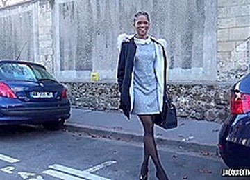 Sexy, Black Babe, Imani Is Wearing Stockings And High Heels While Getting Fucked From The Back