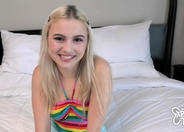 Blond Teen With A Fat ASS Swallows Cum
