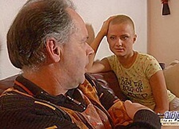 Insatiable Teen With Short Hair Is Giving A Blowjob To Her Elderly Neighbor, Before Getting Fucked