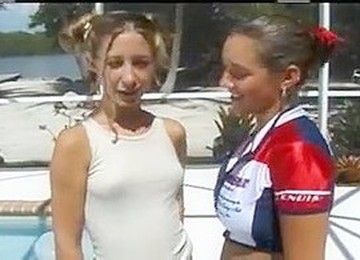 Christina And Destiny In The Pool