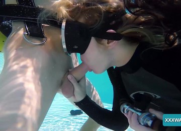 Sexy Chick In Scuba Monica Is Sucking A Dick Under The Water