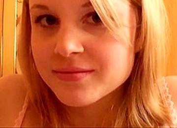 Cute Blonde College Girl Strips And Spread Her Pink Pussy Lips