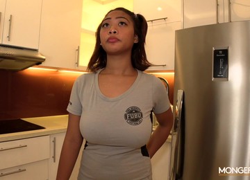 Thick Asian Babe Dresses Up As A Maid And That Chick Loves Fucking For Money