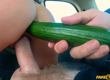 Blondie Slides Massive Cock Up The Pussy And Cucumber Down The Ass