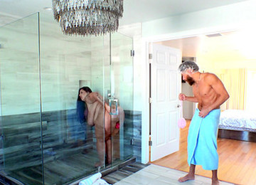 Sex At The Shower With The Fat Ass MILF With Huge Tits