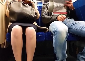 Morning Upskirt On Train