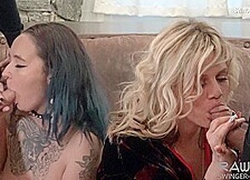 Horny Housewives Having An Orgy With Cock Sucking And Pussy Licking