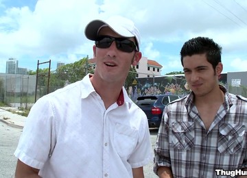 Black Homo Sucks Two Wangs Outdoors And Gets His Ass Smashed