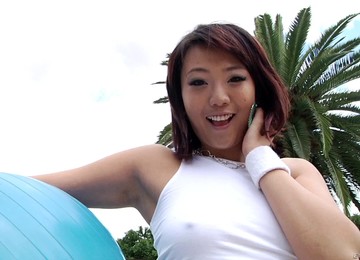 Shorts-clad Asian Babe With Small Fabulous Tits Enjoying A Hardcore Anal Fuck