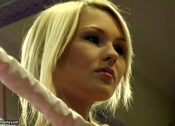 Cute Blondies Engage In Arousing Catfight