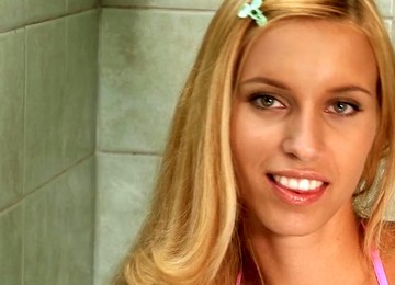 Long Glass Dildo Fucking Her Teenage Cunt In Close Up