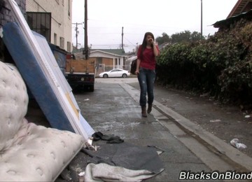 White Girl Gets Her Shaved Pussy Pounded By Big Black Cock