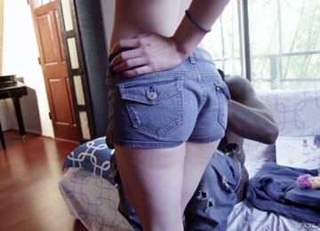 Pigtailed Skinny Chick Ember Stone Gets Her Pussy Blacked And Stretched