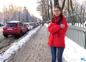 Nerdy Girl In Glasses Selena Enjoys Casual Anal Sex With Stranger Boy