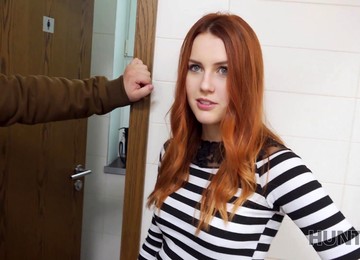 Hunter Fucks Gorgeous Redhead In The Public Restroom