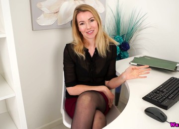 Hannah Z Is Lusty All Alone Secretary Who Brags Of Her Tits And Long Legs