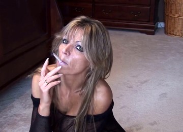 This Mature Woman's Solo Smoking Session Is Amazing And I Love Her Big Boobs
