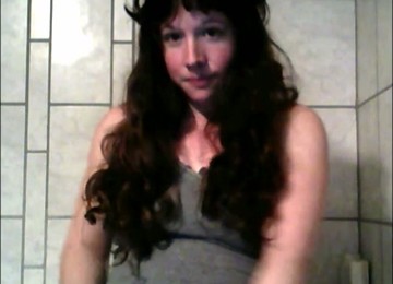 Long Haired Black Head With Ugly Saggy Pale Tits Was Masturbating On Webcam