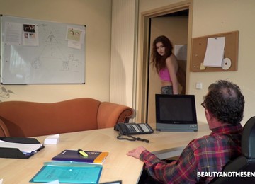 Slutty Barely Legal Secretary Gisha Forza Rides Her Old Boss