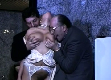 Majestic And Lascivious Busty Babe Groped And Fed With Dicks